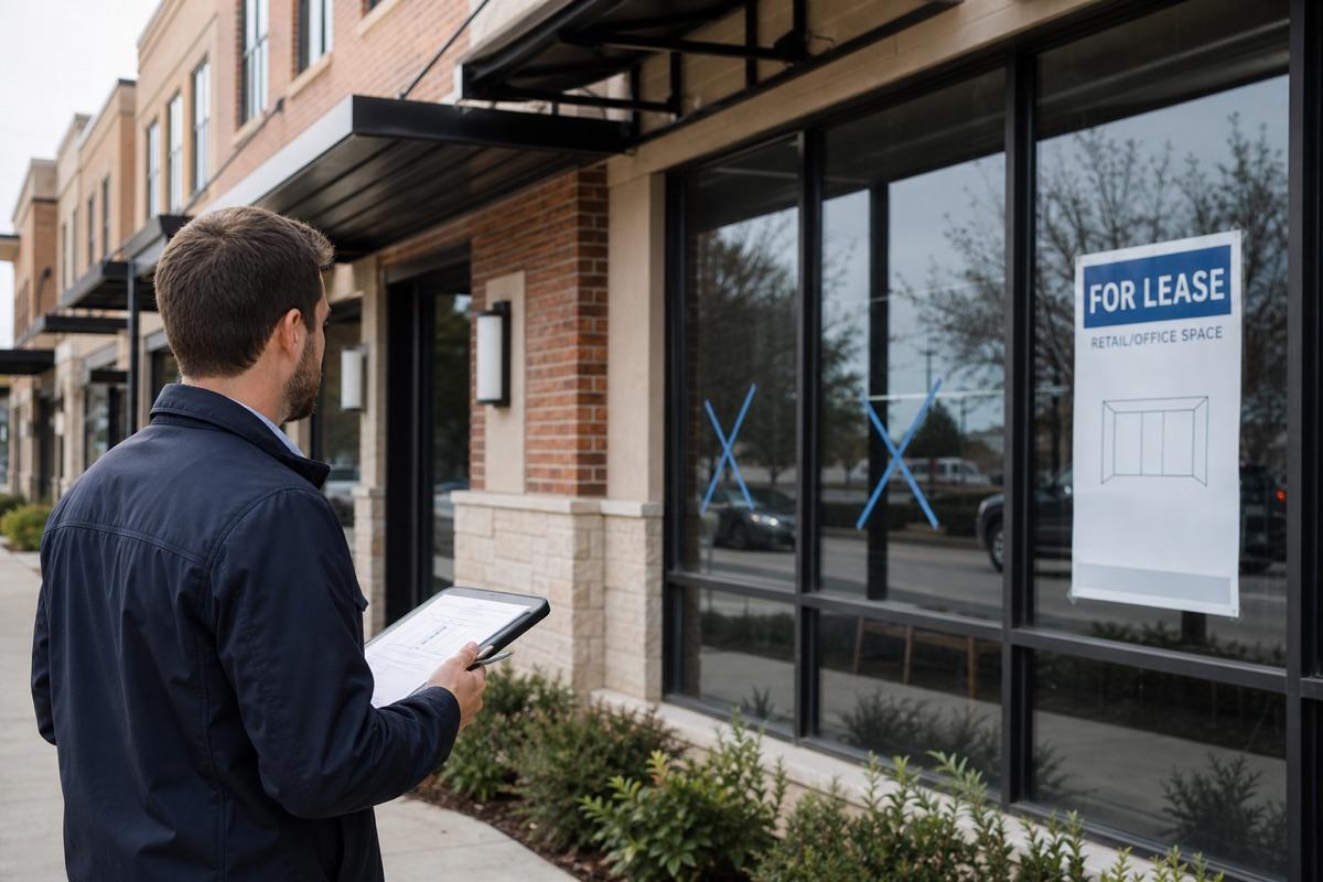 Real estate investor reviewing a transitional mixed-use or retail property for private financing.