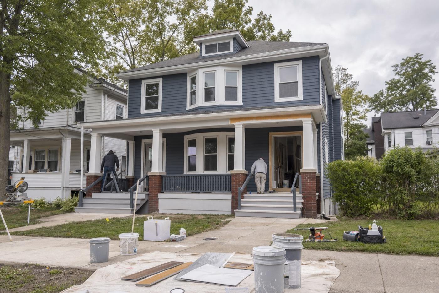 Small Ohio multifamily property undergoing exterior renovation without visible faces or brand signs