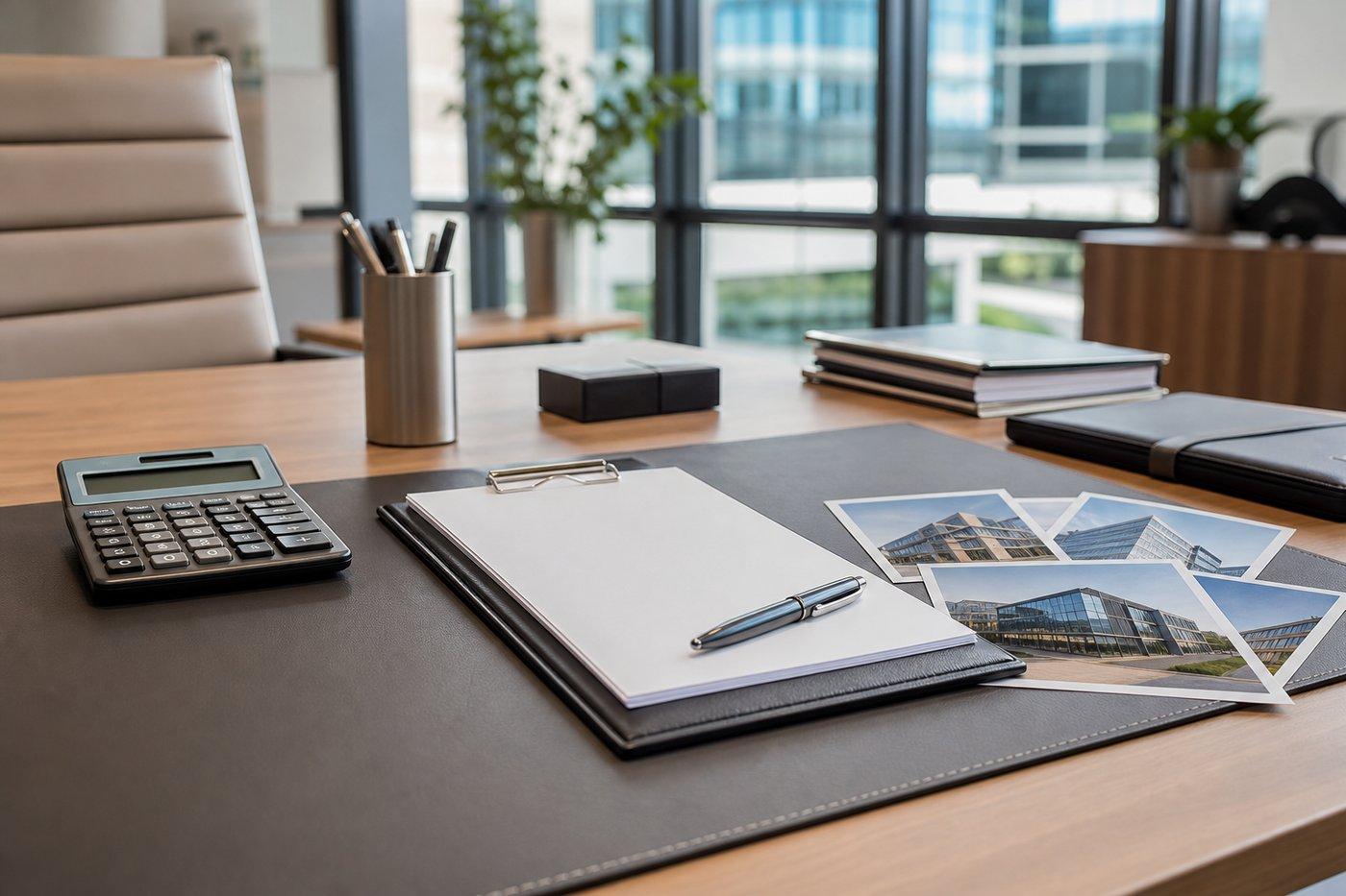 Loan officer reviewing commercial property documents